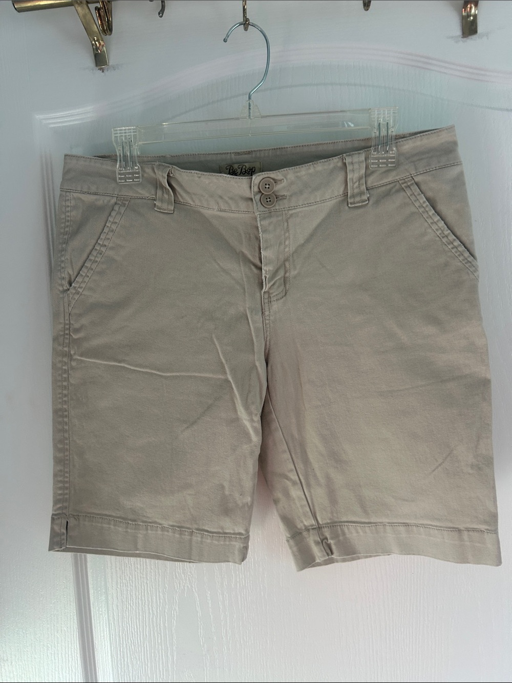 BeBop Women's Khaki Chino Bermuda Shorts